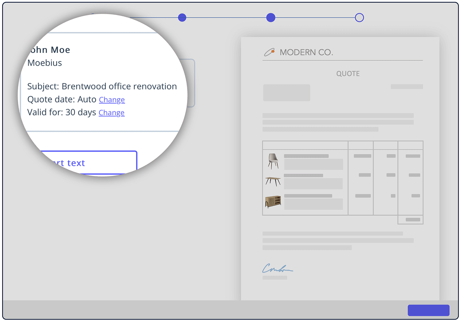 TeamGram CRM's new automate feature lets you start building the quote and have the dates set automatically when your quote is finalized.